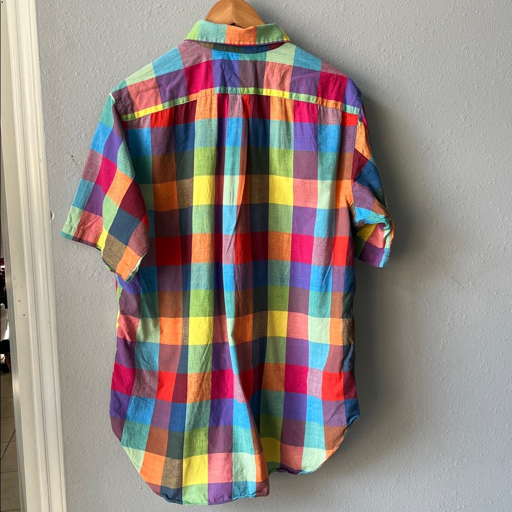 Colorful Plaid Men's Casual Button Down Shirt - Picture 3 of 5